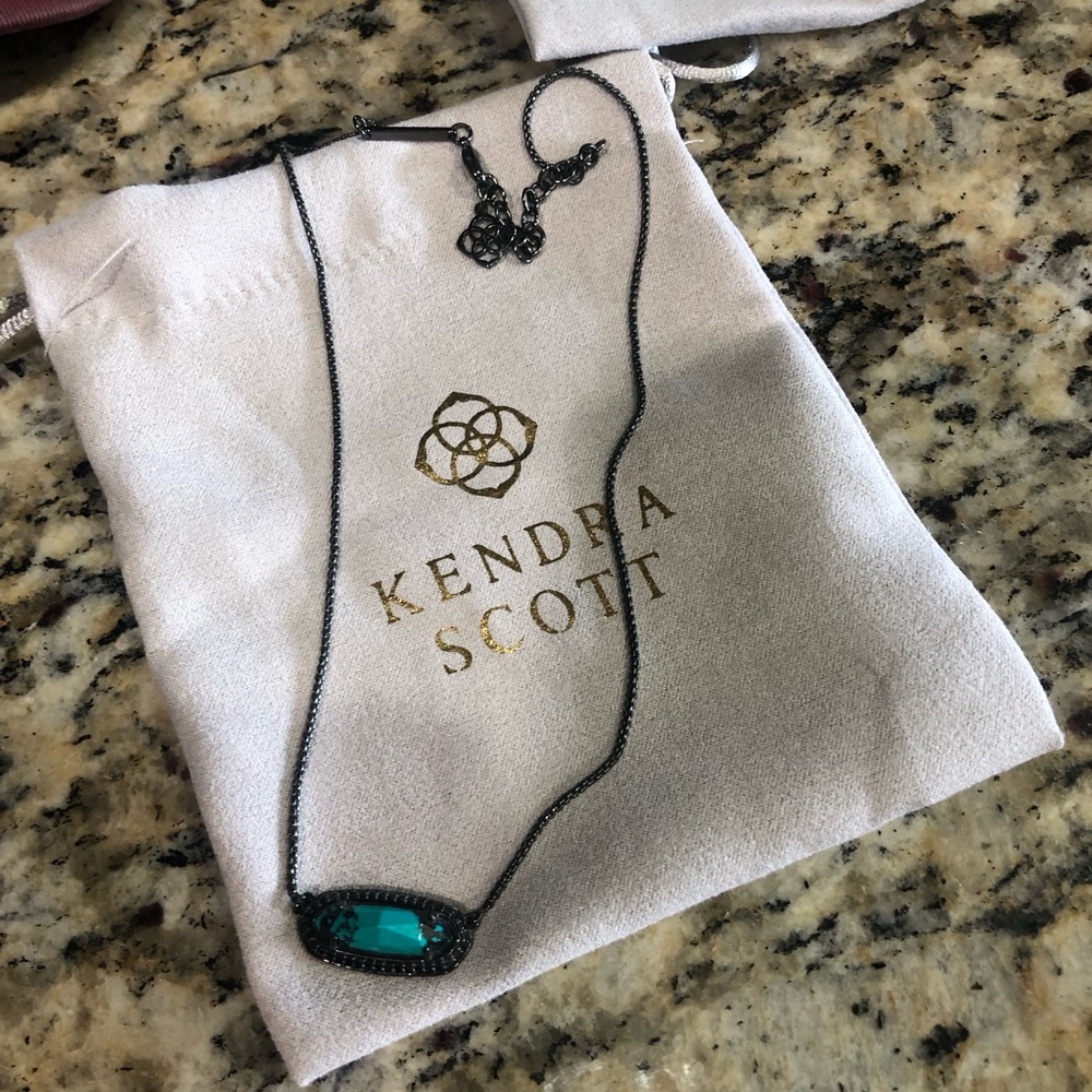Kendra Scott gunmetal Annika necklace variegated teal